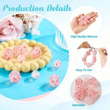 10pcs Sweet Pink 15/17mm Silicone Beads Mixed Set - With Round & Hexagonal, Transparent Heart-Shaped Color Dots Inside, Ideal For Jewelry, DIY Bracelets, Unique Keychains, Animal Beaded Pens And Other Handmade Accessories