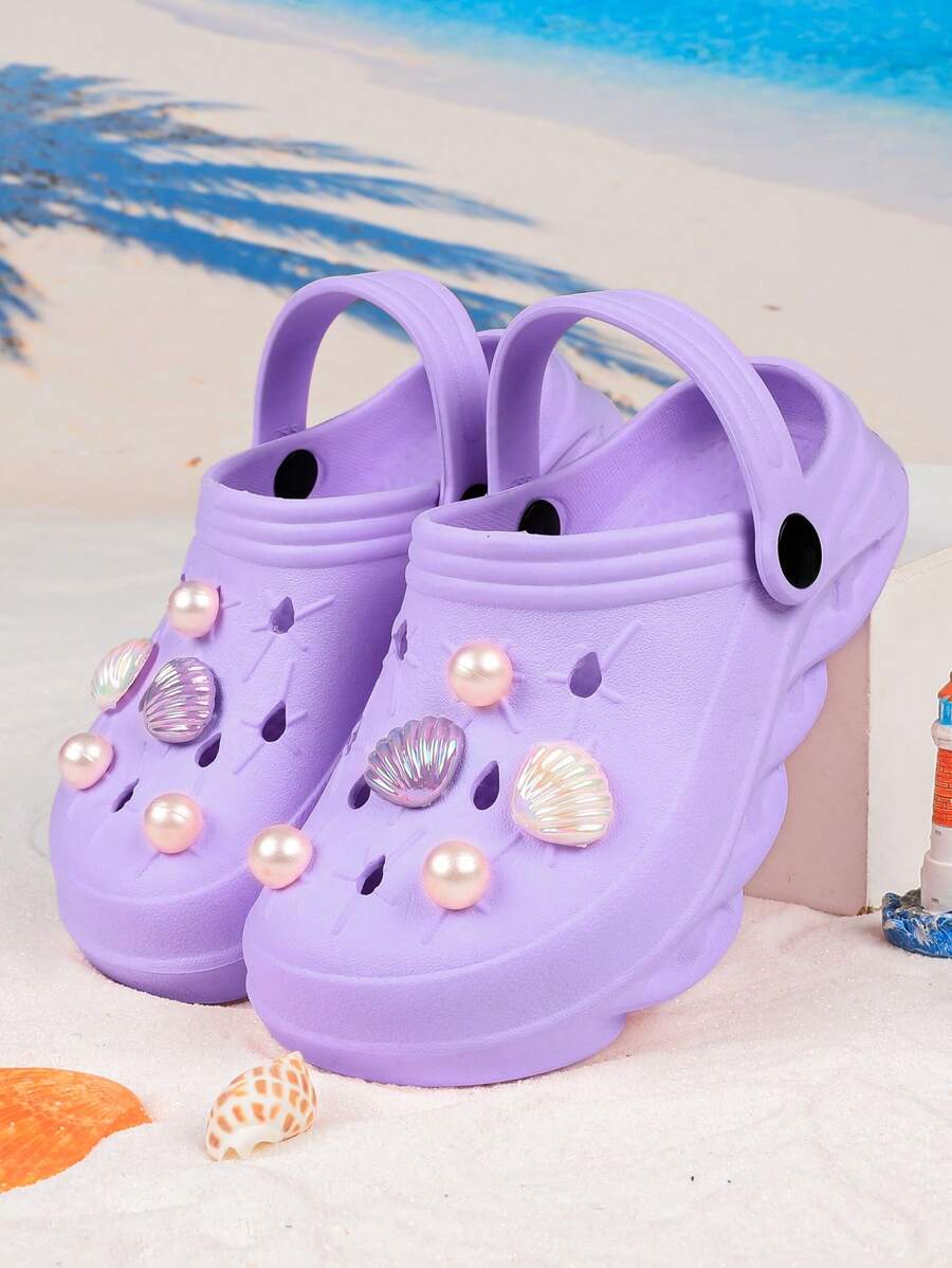 Fashionable Versatile Kids Pearl Accessories Clogs Suitable For Outdoor Wear