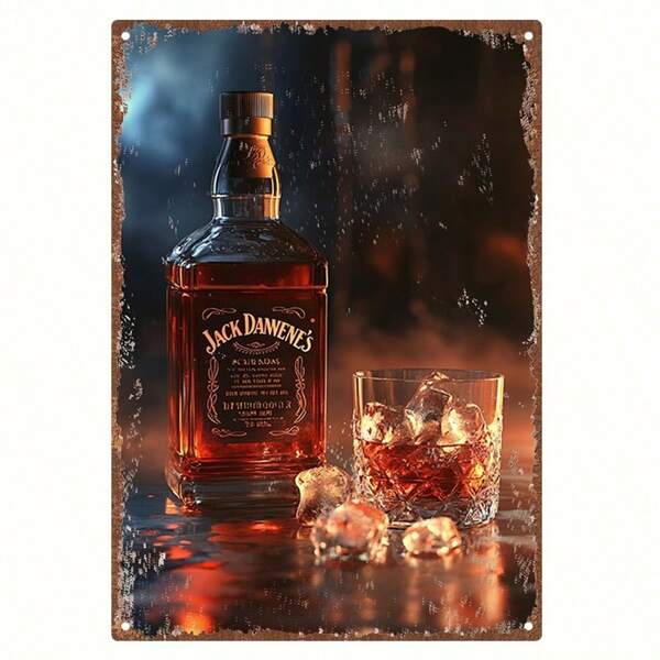 Vintage Jack Daniel's Whiskey Metal Tin Sign - 19.99x30.0 Cm, Aluminum Wall Art, Ideal For Home Bar, Garage, Or Office Decor, Perfect Gift For Men, Husband, Boyfriend On Birthday, Anniversary, Father's Day, Home Bar Decor|Whiskey Themed Decor|Metal Art Piece, Metal Wall Art Decor, Perfect For Room Decor