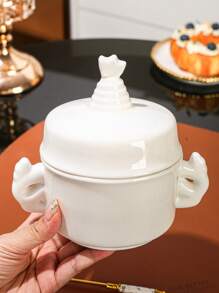 1pc Ceramic Bowl, Multipurpose For Home Kitchen Restaurant Dessert Bowl, Porcelain Soup Pot Steamer Pudding Bowl, Suitable For Weddings, Banquets, Gifts, Birthdays