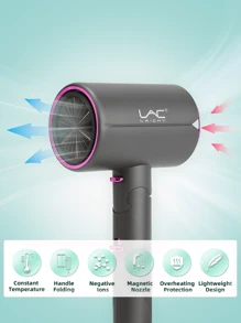 LAC 1pc EU Plug Power Household Hair Salon Style Fast Drying Hair Dryer, Modern Design - EU C Type Plug(220-240V) - View 5