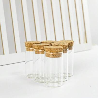 pthcrsdyn 6pcs 27mm Diameter Clear Glass Tubes With Soft Cork Lids, Glass Tubes For Filling, Drifting Bottles, DIY Decoration Bottles, Suitable For Storage, Holiday Decor, Sample Filling, Industrial Experiments, Etc.