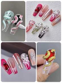 1 件美甲硅胶模具精致 3D 蛇形指甲模具适用于美甲装饰沙龙配件工具、美甲用品、美甲工具、美甲工具、返校、指甲、按压指甲的美甲工具、修甲修脚工具