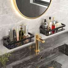 Bathroom Wall-Mounted Punch-Free Toilet Shower Washroom Washbasin Wall Storage Shelf Bathroom Storage Rack