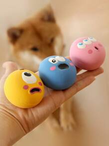 [Para perros de raza pequeña] 1/3 piezas de juguete sonoro para perros con diseño de ojos grandes y adorables, pelota de goma resistente para perros con chirrido para masticar, limpiar los dientes y entrenamiento interactivo, artículos para mascotas