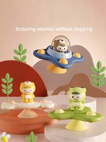 1pc Infant Suction Cup Rotary Toy, Cartoon Airplane Soothing Baby Gadget, Bathing Rotating Suction Cup Early Education Tabletop Game, Infant Sensory Toy, Spinning Top Toy