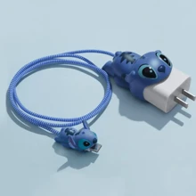 Disney Étui de chargeur au design élégant avec thème de points de couture - Accessoires de téléphone portable avec charge rapide, PVC, attache-câble, parfait pour la maison, le bureau, l'extérieur et les voyages