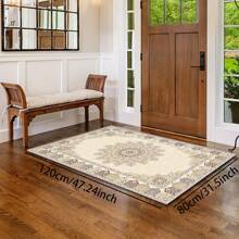 1pc Turkish Art Carpet, Crystal Velvet 700g/Sq.M, Dotted Bottom, 5mm Thickness. Machine Washable, Fade-Resistant Carpet, Anti-Slip . Suitable For Holidays And Any Space Including Hotel, Office, Sofa, Bedside, Kitchen, Laundry Room, Corridor, Porch, Staircase Mother's Day