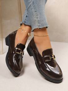 Damen Mode Plateau-Slipper Oxford Schuhe mit rundem Zeh, vintage metallic, rutschfest, verschleißfest, vielseitig, atmungsaktiv, bequem, flach, geeignet für Frühling & Herbst