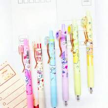 Sanrio 6pcs Sanrio Cartoon Cute Press Neutral Pen Quick Drying Easy Writing Student Girl Acrylic Patch Signature Pen Suitable For Office School Teachers And Students Holiday Birthday Beautiful Small Gifts