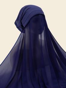 1件装女士纯色头巾，穆斯林头巾，带可拆卸帽，适合搭配连衣裙 - 純色 - 查看 24