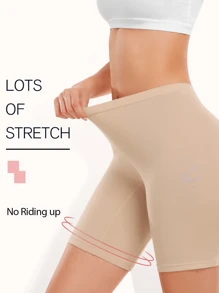 2 piezas Pantalones de seguridad informales de cintura media sin costuras para mujeres, pantalones cortos tipo bóxer para mujeres, pantalones cortos antirozamiento, ropa interior y pantalones cortos para bicicleta