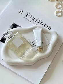 1pc Cloud Shaped Ceramic Tray, Jewelry Makeup Trinkets Storage Tray, Home Room Office Decor, Mother's Day Spring Gift