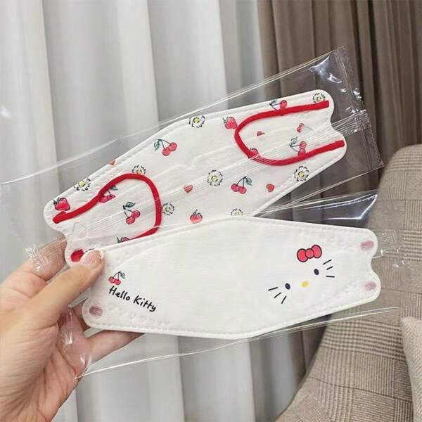 Sanrio 10 PIEZAS/20 PIEZAS Mascarilla KF94 con forma de boca de gato KT lindo, máscara tridimensional para niñas, alto nivel de apariencia, con cuatro capas de protección, para adultos y jóvenes