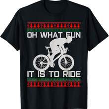 Regalo para ciclista - Camiseta fea de Navidad con bicicleta de carretera que dice "Oh qué diversión" - Negro - Ver 1