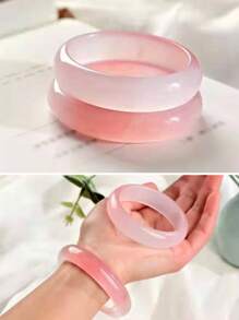 Farbverlauf-Armreif aus natürlichem Amethyst, rosafarbener Jade-Armreif, Pfirsichquarz-Armreif, minimalistische Mode-Schmuckkollektion für Frühling/Sommer, Schmuckgeschenk zum Valentinstag, für die beste Freundin, Freundin zum Geburtstag (mit Verpackung)