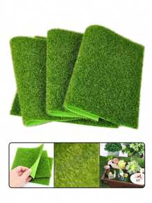 1/3/5 pièces de carrés d'herbe artificielle verte vive, décoration DIY, texture réaliste, effet de feuillage détaillé, idéal pour les projets DIY, parfait pour les cadeaux d'anniversaire et les accessoires de vacances, miniatures de jardin de fées, ornements de Noël et de Pâques