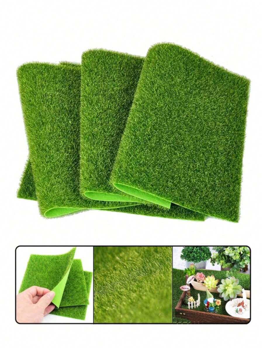 1/3/5 pièces de carrés d'herbe artificielle verte vive, décoration DIY, texture réaliste, effet de feuillage détaillé, idéal pour les projets DIY, parfait pour les cadeaux d'anniversaire et les accessoires de vacances, miniatures de jardin de fées, ornements de Noël et de Pâques