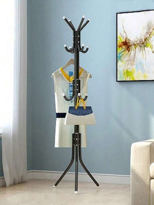 Cabide de roupas simplificado de 1 peça - Cabide de ferro de chão - Cabide moderno e minimalista com ganchos de cabide espessos Decorações Decoração Festival Decoração Decoração de quarto Decoração de casa Decoração de quarto Vestido Calças Sapatos Jeans Botas Saia