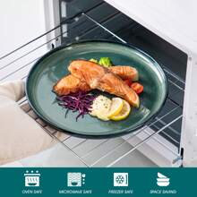 vancasso 12 Pieces Kitchen Dinnerware Set, Green Set, Stoneware Dinnerware, Plate And Bowl Set For 4 Person, Round Plate With Vertical Edge, Reactive Glazed - màu xanh lá - Xem 4