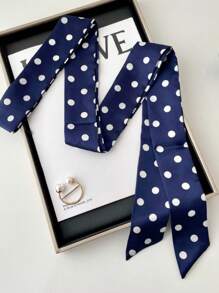 1pc Fashion Ribbon Polka Dot Scarf Printed Thin Scarf Headband Korean Style Neckerchief Long Scarves Wedding