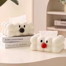 1 件白色云形卡通纸巾盒架 - 创新设计，表面光滑，适用于卧室、厨房、客厅等！纸巾盒架、餐巾架、节日家庭聚会、厨房餐桌装饰适用于家庭厨房卧室客厅餐厅、家居装饰配件、装饰盒、女士婚礼礼物、夏季旅行假期节日必备品 - 乳白色 - 查看 2