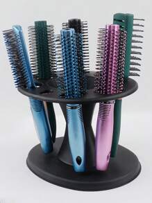 1 Pc Black Roller Hairbrush Holder Display Rack, Salon Desktop Hair Styling Tools Organizer, Home Use Hair Curling Iron Brush Storage Shelf (Roller Brush Not Included),Hair Tools,Hair Products And Accessories For Barber Salon Beauty Travel Essentials