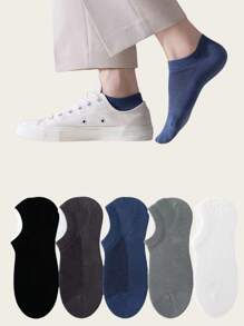 5pairs Socks For Men, Breathable Mesh Socks For Spring And Summer, Invisible Socks, Boat Socks, Anti Pilling Socks For Men, Solid Color Boneless Socks For Men