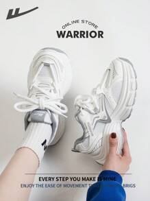Warrior Comfortable Street Style Chunky Shoes For Women Spring And Summer Lightweight Comfortable Breathable Running Shoes Modest Style Casual Sneakers Applicable Throughout The Yearwear-Resisting All-Day Wear Training Sneakers - White/Gray - View 9