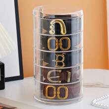 Acrylic Belt Organizer With Five Layers For Storage And Display, Featuring A Cylindrical Stackable Design. This Versatile Box Is Ideal For Organizing Accessories Such As Jewelry, Watches, And Bracelets.