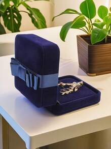 1pc Velvet Butterfly Brooch Storage Box, Portable Jewelry Box Necklace Packaging Box, Suitable For Weddings - Multicolor - View 5