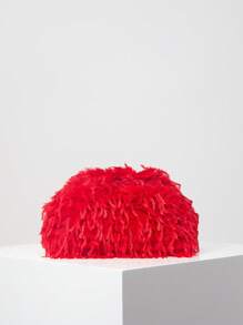 多巴胺风格发夹包，Y2K 毛绒手包，糖果色女士手提包，可爱迷人的女孩钱包 - 紅色 - 查看 1