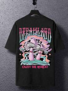 Men's Cotton T-Shirt Adult Children's Mushroom Dreamland Hallucina Fashion - màu đen - Xem 2