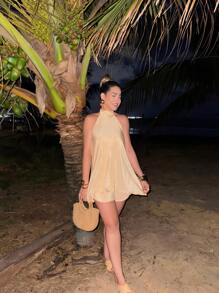 Pleated Jumpsuit Dress - Kem bóng - Xem 3