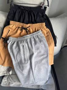KIT 3 Adult Men's Sweat Shorts With Zippered Bags - 淺灰色 - 查看 2