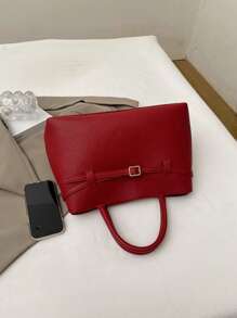 1pc Women's Tote Bag, Solid Color With High-Quality PU Leather Material