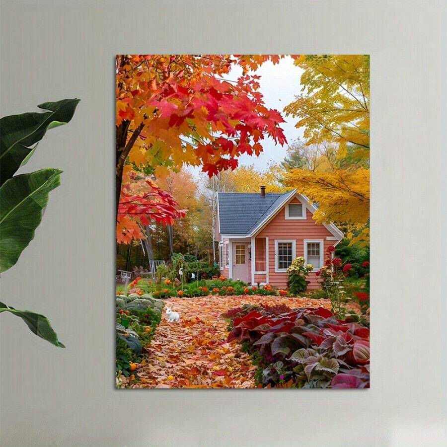 Autumn Landscape Canvas Print, Rural Wall Art, Home Autumn Landscape Painting, Valentine's Day Gifts For Her Or Him, 1 PC Keyword Wooden Framed Canvas Painting - Thickness 2. 25cm/0. 9inch, Home Gift Decoration Room Decoration Aesthetic Wall Decoration Art Perfect Gift Autumn And Winter Wall Decoration Living Room Decoration Bedroom Decoration Kitchen Decoration Entry Decoration Bathroom Decoration Direct Wall Painting High Quality Wall Painting Poster - Multicolor - View 1