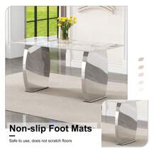 MUUOKY Juego de mesa de comedor de 71" para 6, juego de mesa de comedor con tablero de vidrio de imitación de mármol de 0,4" de espesor, juego de mesa de cocina de 7 piezas, mesa de comedor rectangular moderna con 6 sillas de PU para comedor, cocina, juego de mesa para decoración de habitaciones, decoración del hogar, accesorios de cocina, decoración del día de San Valentín, cocina, boda, día de San Valentín - Negro - Ver 9