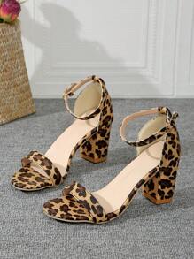 2025 New Block Heel Comfortable And Stylish Leopard Print Block Heel Beach Party Women's High Heels - Leopard - View 4