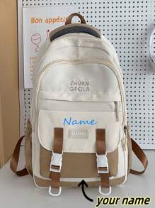 Customized Backpack, Large Capacity, Multi-Compartment Color Block Backpack, Casual And Versatile Cute Cartoon School Bag. Suitable For Boys And Girls, Teen Freshmen, And Junior High School Students. Perfect For The Outdoors, Back To School Trips, Birthday Gifts For Her Best Friends, Backpacks.
