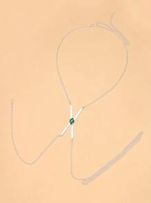 Stonefans Green Crystal Metal Chest Bracket Bra Dress Accessories Rhinestone Clothing Jewelry Sexy Body Chain Lingerie For Women