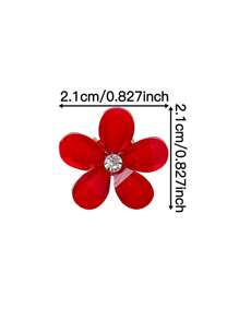 10pcs Women Rhinestone Flower Hair Claws, Red Tone, Elegant Style, Metal Material, Suitable For Everyday Casual Use