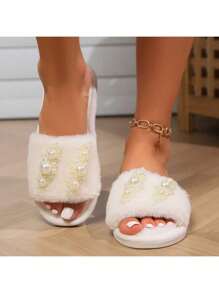 Novas Pantufas Femininas Fofas, Moda Delicada e Divertida, Cores Simples e Frescas, Novidade e Elegante para Lazer Diário, Uso Interno, Dormitório, Sola Grossa Resistente à Quebra, Mantem Temperatura Quente, Respirável, Absorção de Umidade, Pés Secos, Textura Antiderrapante