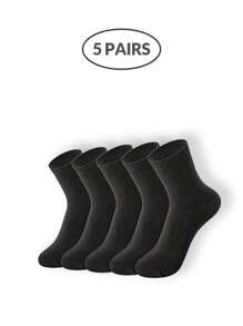 Paquete de calcetines de tripulación neutros de 5 tonos para hombres (1/5/10/15/20 pares) - Calcetines elásticos para el tobillo en gris oscuro/azul marino/negro/blanco/carbón con un ajuste transpirable y elástico para la oficina, el gimnasio, artículos de viaje esenciales