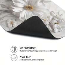 1PC White Floral Print Washing Machine Dust Cover Mat, Quick-Dry Absorbent Counter Top Pad For Laundry And Kitchen, Microwave And Refrigerator Dust CoveR Home Decoration Table Decoration,Party Decoration,Wedding Decoration,Dining Room Kitchen Decoration,Room Decoration,Home Decoration - Multicolor - View 6