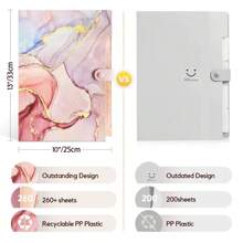 Marble Style File Folder With 8 Pockets, Expanding File Folders With Labels, Accordion File Organizer A4 Letter Size For School, Office And Home, Colors Optional,Back To School,School Supplies