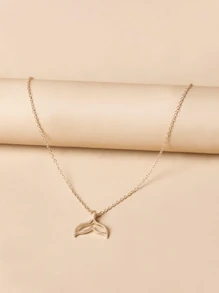 Biokia 1 pieza Collar con colgante de cola de pez minimalista y versátil de moda - Amarillo Oro - Ver 7