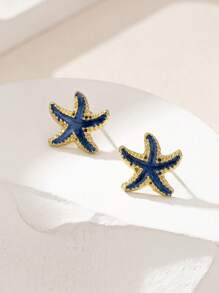 1 对时尚、优雅、简约的海星耳环 - 滴釉海星耳環 - 查看 2
