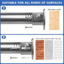 CTSZOOM Stainless Steel Adjustable Closet Rod, 5 Sizes Available From 15.75inch To 74.8inch, Heavy Duty Silver Closet Rod For Hanging Clothes, Wardrobe, Laundry Room, Room Divider Curtain Rod, Easy To Install, Suitable For Bathroom, Window, RV, Living Room, Bedroom, Curtain, Wardrobe - Silver - View 4