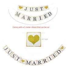 1 件新婚横幅汽车装饰，金色闪光新婚标志花环，用于新娘送礼会装饰、摄影道具和汽车装饰 - 彩色 - 查看 2